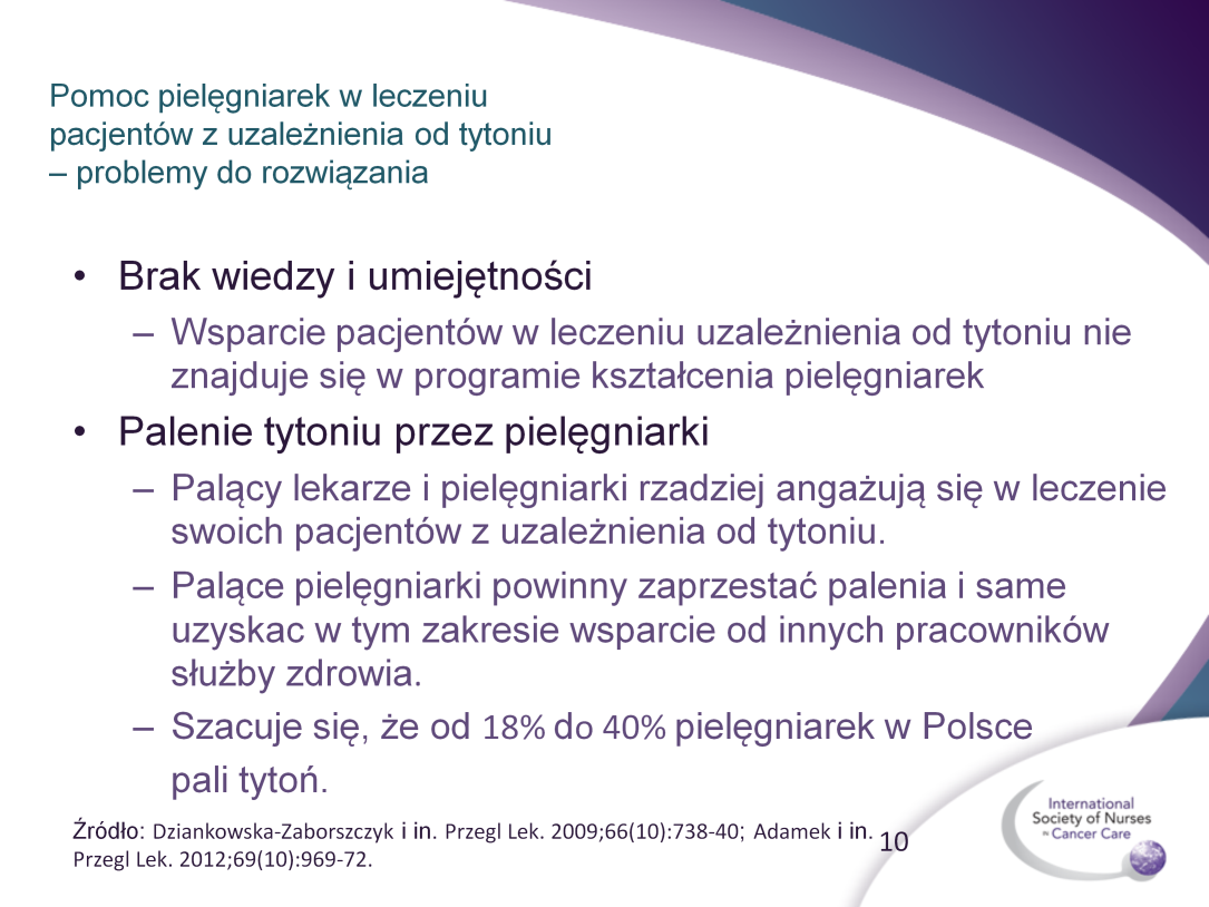 Konieczność realizacji naszego programu wynika również z problemów jakie mają pielęgniarki w Polsce, pomagając pacjentom zaprzestać palenia tytoniu.