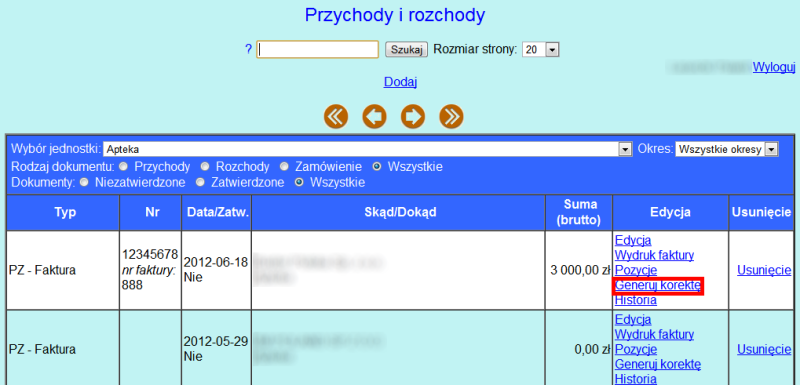 Apteka - dokumenty magazynowe 10 Wypełniamy tu brakujące dane. Obowiązkowe są pola: Ilość Wartość Umowa Po ich wypełnieniu zatwierdzamy cały formularz klikając na OK.