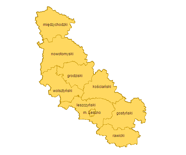 Wprowadzenie Podregion leszczyński znajduje się w części południowo-zachodniej województwa i obejmuje powiaty leszczyński, miasta Leszna, wolsztyński, międzychodzki, nowotomyski, kościański, rawicki,