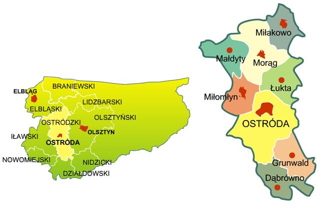 Dziennik Urzędowy Województwa Warmińsko-Mazurskiego 5 Poz. 4355 CHARAKTERYSTYKA POWIATU OSTRÓDZKIEGO POŁOŻENIE GEOGRAFICZNE Powiat ostródzki leży w zachodniej części województwa warmińsko-mazurskiego.