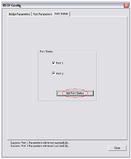 [Redundantny moduł Ethernet] Seria Px30 29 Stan portu Ta funkcja jest używana aby zobaczyć, który z portów jest załączony lub wyłączony (znak fajeczki oznacza aktywny port) W oknie głównym zaznacz