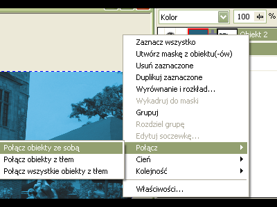 2.2.7 Mazianie Kolorujemy obszar, w którym znajduje się autko. 2.2.8 Łączenie warstw Dwie górne warstwy łączymy ze sobą w jedną. 2.2.9 Poruszenie Tak utworzoną warstwę duplikujemy i stosujemy na niej filtr EFEKTY ROZMYWANIE PORUSZENIE.