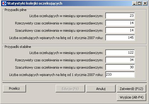 2.3.4 Eksport kolejek oczekujących Lokalizacja: Eksport > Kolejek oczekujących 1.