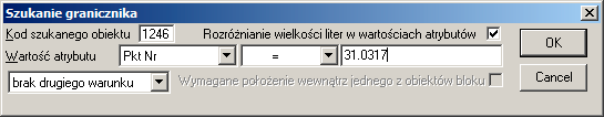 1.3 Szukanie granicznika o określonym numerze System informacji o terenie GEO-MAP 3 Inną funkcją służącą do wyszukiwania określonych obiektów jest funkcja szukania granicznika o podanym numerze.