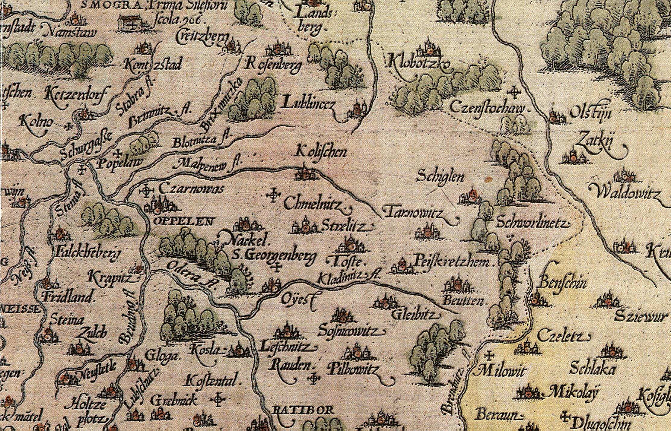 Okres przed fryderycjański Mapa z roku 1736 Szczedrzyk 1300 Pustków 1679