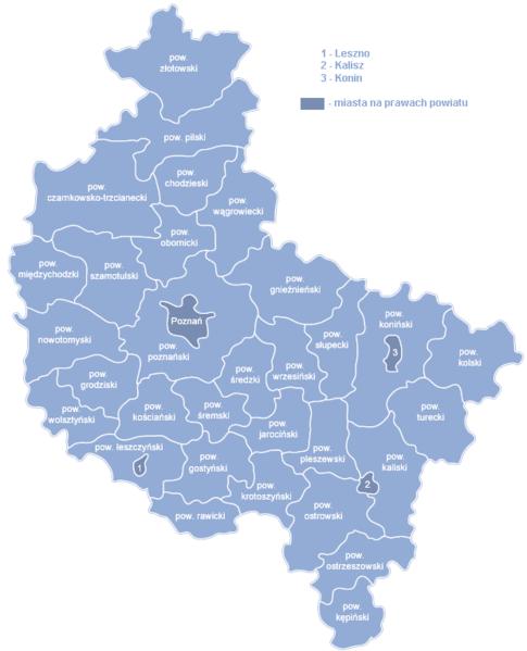 Mapa 3 Podział administracyjny województwa wielkopolskiego