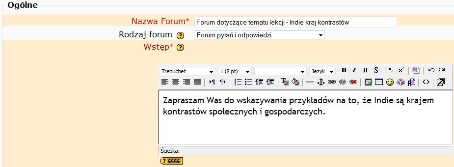 strona 19 Podajemy nazwę forum, ustalamy rodzaj forum np.