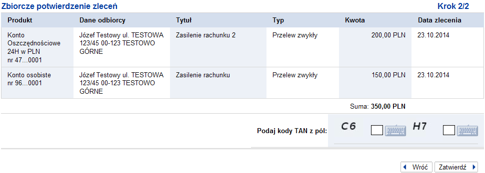 Koszyk zleceń www.deutschebank.pl > > Koszyk zleceń Ta opcja umożliwia zbiorcze podpisanie i/lub przekazanie do realizacji większej ilości przygotowanych dyspozycji.