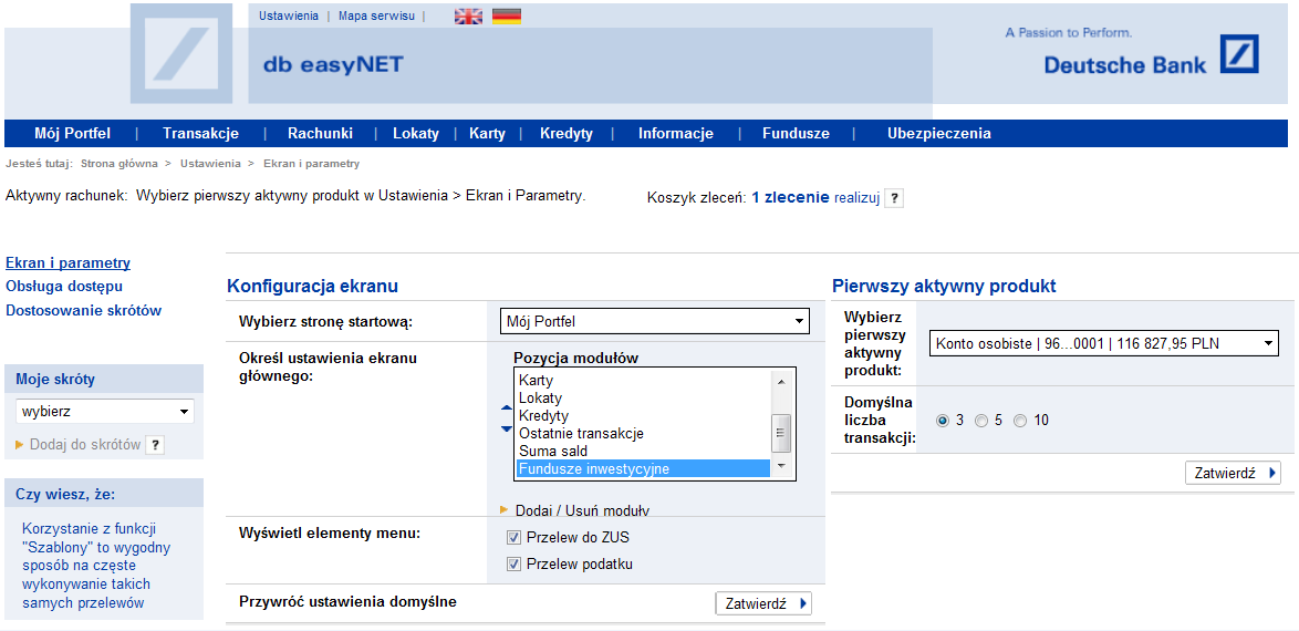 Ustawienia www.deutschebank.