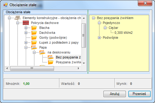 Wszystkie powyższe normy dostępne są przy wpisywaniu obciążenia, po naciśnięciu pola wartość prawym klawiszem myszki. Po wykonaniu obliczeń w odpowiedniej zakładce normy, naciśnięcie przycisku OK.