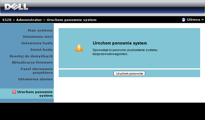 Uruchom ponownie system Kliknij