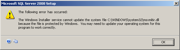 Według firmy Microsoft błąd ten pojawia się podczas instalacji Microsoft SQL Server 2008 w systemie operacyjnym innym niŝ