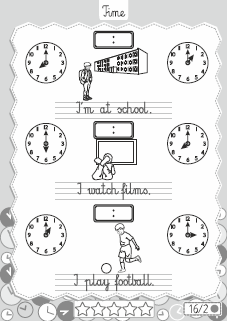 SEGREGATOR 16 TIME karta pracy 16/2 Uczniowie piszą po śladzie i próbują obliczyć ile zwykle trwa dana czynność. Nauczyciel monitoruje pracę uczniów.
