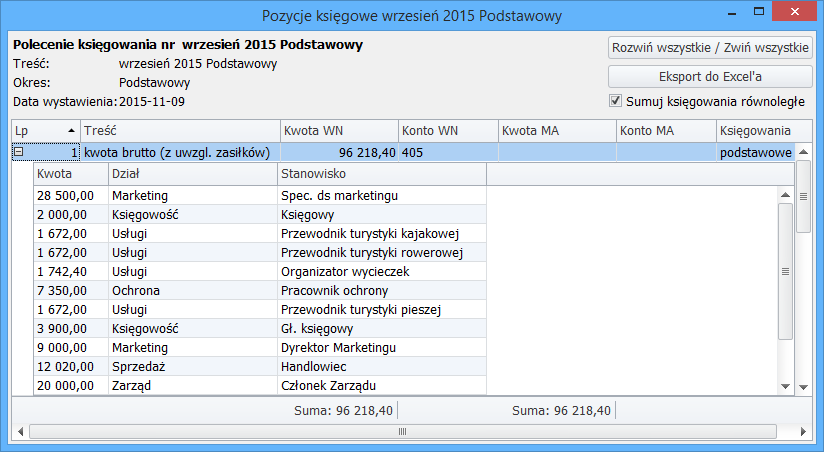 Wymiary analityczne BI Umożliwono przesyłanie danych analitycznych do modułu Finanse i Księgowość wraz z poleceniem księgowania.