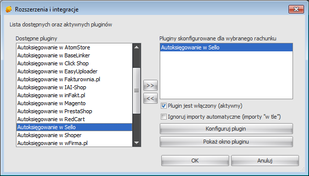 Wśród obecnie dostępnych pluginów można wymienić między innymi: - eksporty wyciągów do programów magazynowo-księgowych - automaty księgujące przelewy do zamówień ze sklepów internetowych - automaty