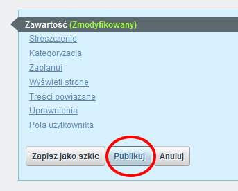 W wizytówce poza danymi kontaktowymi, możemy umieścić krótką informację o działalności naszej jednostki. Aby dodać taką informację w polu opis-tytul wpisujemy nazwę naszej jednostki.