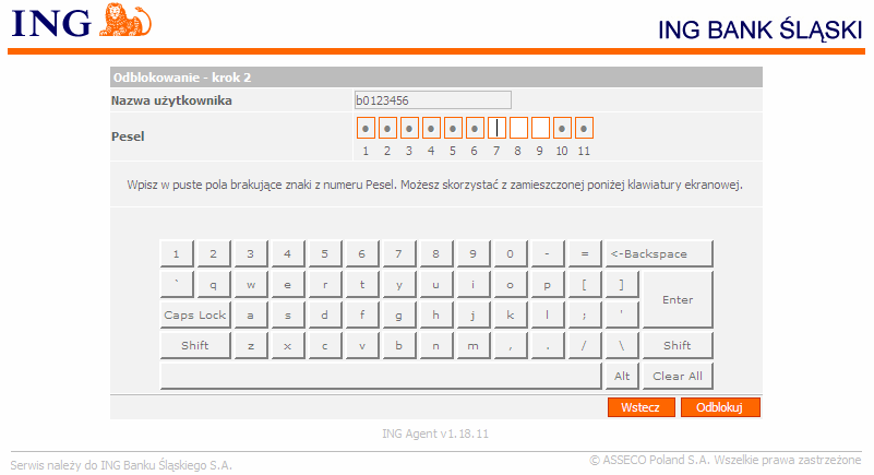 6. Instrukcja Krok po kroku 6.1. Odblokowanie konta Aby odblokować konto na stronie logowania naleŝy wybrać przycisk Odblokuj konto.