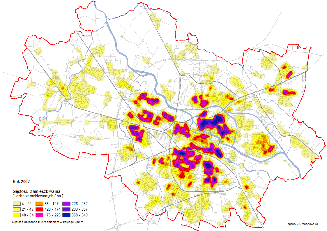 ZMIANY GĘSTOŚCI ZAMIESZKIWANIA W LATACH