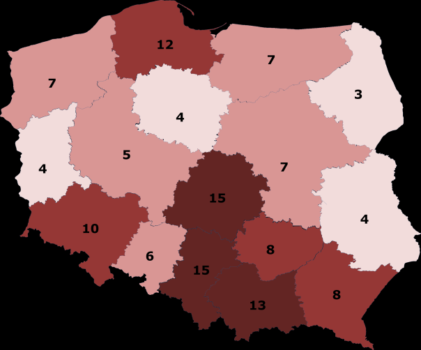 jak kształtowały się wskaźniki zagrożenia w poszczególnych województwach w roku 2015 WSKAŹNIK DEMOGRAFICZNY I liczba wypadków na 100 tys.