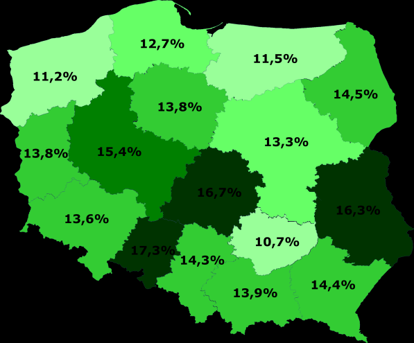 Udział wypadków określonej kategorii Z PIESZYMI W WYNIKU NADMIERNEJ