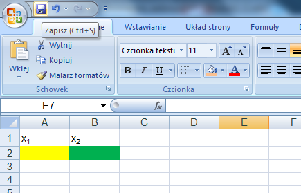 Funkcja celu: Ograniczenia: Warunki brzegowe: z = 5 x 1 + 6 x 2 MAX 0,2 x 1 + 0,3 x 2 < 18 0,6 x 1 + 0,6 x 2 < 48 x 1 > 0 x 2 > 0 1) Wydzielmy pola