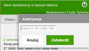 Przechodzisz do następnego okna, w którym widzisz uzupełniony formularz. Przelew zatwierdzasz przyciskiem Dalej u góry ekranu.