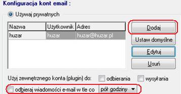 Jeżeli wszyscy użytkownicy programu mają wspólne konto, to należy je zdefiniować w sekcji Używaj wspólnych - wówczas zmiana hasła do konta przez jednego użytkownika jest uwzględniona u wszystkich