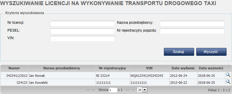 Tytuł dokumentu: Obsługa licencji, zaświadczeń i zezwoleń transportowych w systemie Strona 15 z 61 Rysunek 22.