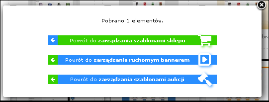 Możesz wybrać pomiędzy zmianą szablonu sklepu, zmianą szablonu aukcji lub edycją ruchomego bannera (slidera).