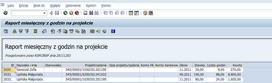 61. 62. Kliknij przycisk. Kliknij przycisk. Raport salda czasowe SAP Easy Access 63.