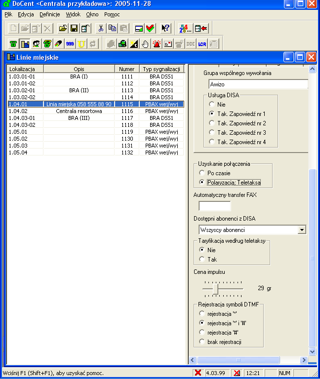 3.6.2.1.Pole: MSN W polu tym (tylko dla wyposażeń ISDN) wpisujemy: numer MSN składający się z 2 cyfrowego numeru kierunkowego i 7 cyfrowego numeru przyznanego przez operatora (np.