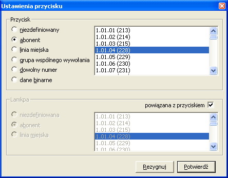 Za pomocą strzałek można schować lub rozwinąć dodatkową pulę przycisków zgodnie z posiadanym aparatem systemowym. Maksymalna liczba przycisków w aparacie systemowym wynosi 48.