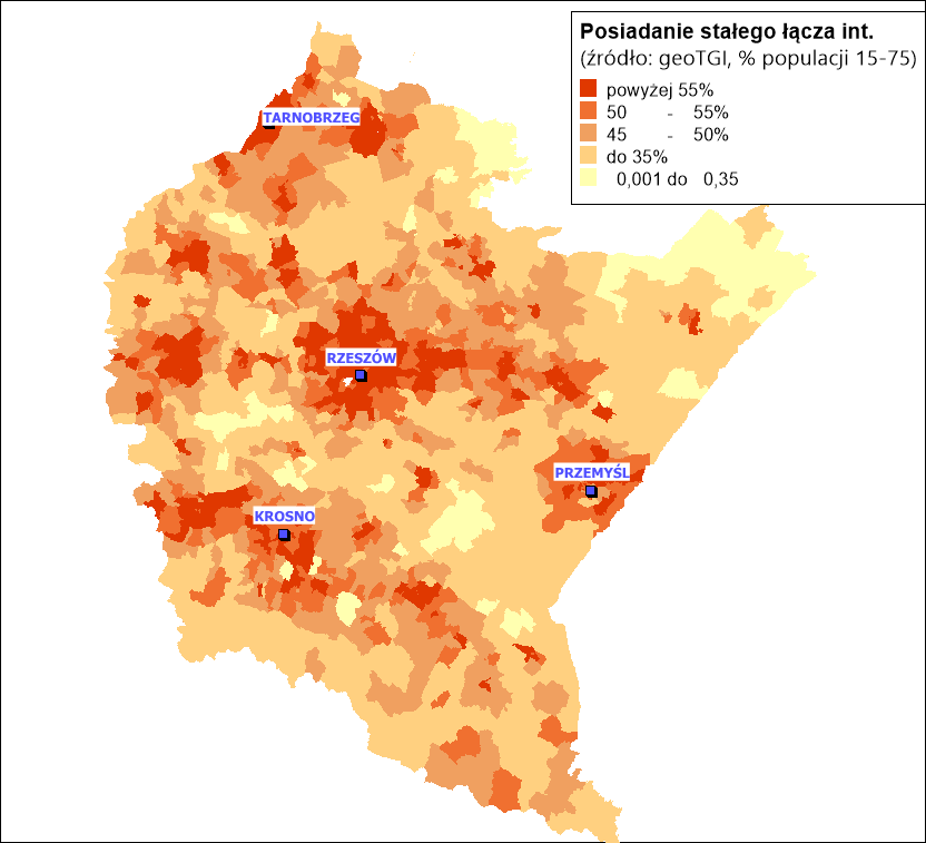 % posiadaczy stałego łącza internetowego