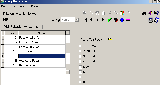 - poradnik dla administratorów systemu micros 3700 Zmieniamy nazwy klas podatków na takie jakim stawkom podatkowym będą odpowiadały i tak TAX 22% zmieniamy na TAX 23%.