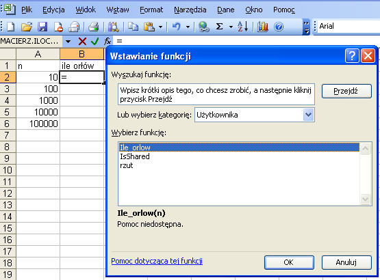 Fuctio azwa_fucji(parametry) As typ_zwracaej_wartości Dla przyładu wpiszmy od fucji, tóra może być użyta do symulacji rzutów moetą, zwrócoą przez ią wartość 0 możemy iterpretować jao orła, a wartość