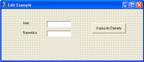 Kod źródłowy przykładu: http://www.cs.put.poznan.pl/arybarczyk/cw1/label.zip 8.1.3. Pole tekstowe (Edit) Komponent Edit jest prostą kontrolką edycji jednowierszowej.