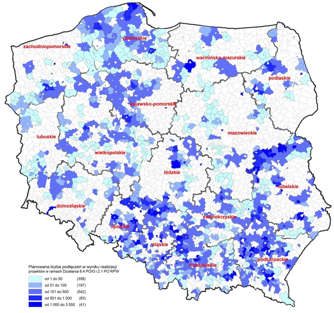 Liczba gospodarstw domowych, które uzyskają/uzyskały dostęp