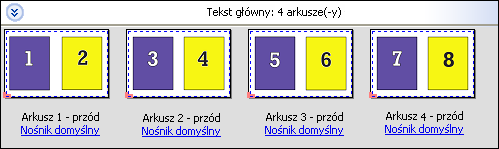 Fiery Impose 21 Dodawanie pustych stron w celu dostosowania układu Aplikacje Fiery Impose i Aplikacja Fiery Compose umożliwiają dodawanie pustych stron oraz wstawianie ich w wymaganych miejscach w