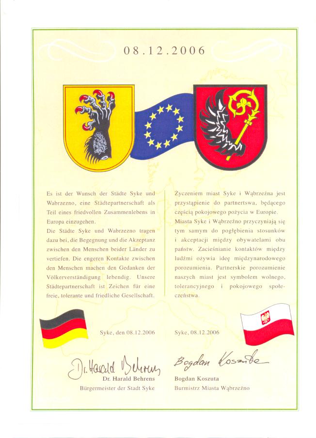 2006 Podpisanie umowy partnerstwa Wąbrzeźno Syke