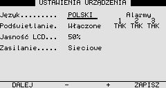 Sygnalizator parcha jabłoni AVI-2001 instrukcja obsługi 10 USTAWIENIA SYGNALIZATORA Sygnalizator AVI-2001 posiada szereg opcji które uŝytkownik moŝe konfigurować w zaleŝności od potrzeb i własnych