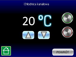 4.3.4. Sterowanie pracą chłodnicy kanałowej Przy pomocy sterownika z panelem TC-GFX32D możemy sterować pracą chłodnicy kanałowej (wodnej bądź z bezpośrednim odparowaniem).