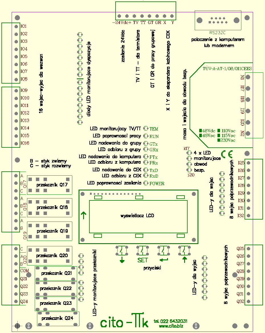 1. BUDOWA I INSTALACJA STEROWNIKA πk 1.1 Jednostka centralna πk - opis Płytka elektroniczna zawiera osiem rozłączalnych listew zaciskowych z wyprowadzeniami sygnałów.