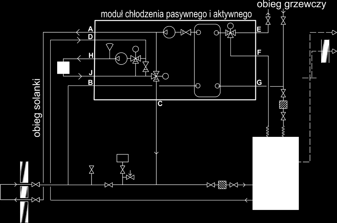 najczęściej stosowany system produkcji chłodu w instalacjach klimatyzacyjnych, jednak ciepło oddawane jest częściej do powietrza zewnętrznego lub wykorzystywane do innych celów.