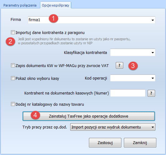 Współpraca z różnymi systemami sprzedaży WF-MAG Windows Po ustawieniu prawidłowych parametrów w konfiguracji importu mamy możliwość określenia dodatkowych opcji współpracy z programem WF MAG Windows