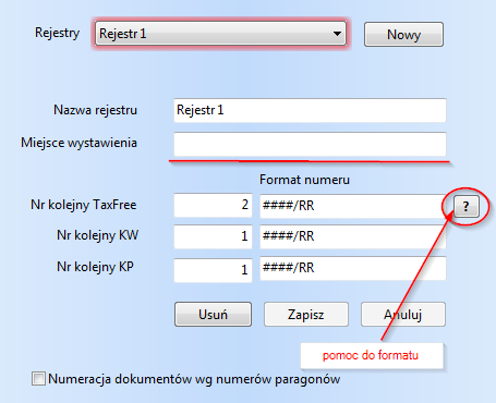 Rejestry dokumentów Aplikacja TaxFree ma możliwość prowadzenia wielu rejestrów dokumentów w jednej bazie danych.