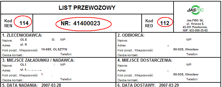 WAŻNA UWAGA: system umożliwia rejestrowanie zleceń z innym miejscem podjęcia niż w miejscu nadawcy np.