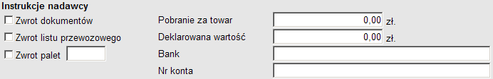 W następnym etapie dokonujemy wprowadzenia danych dotyczących ładunków, z których składa się przesyłka.