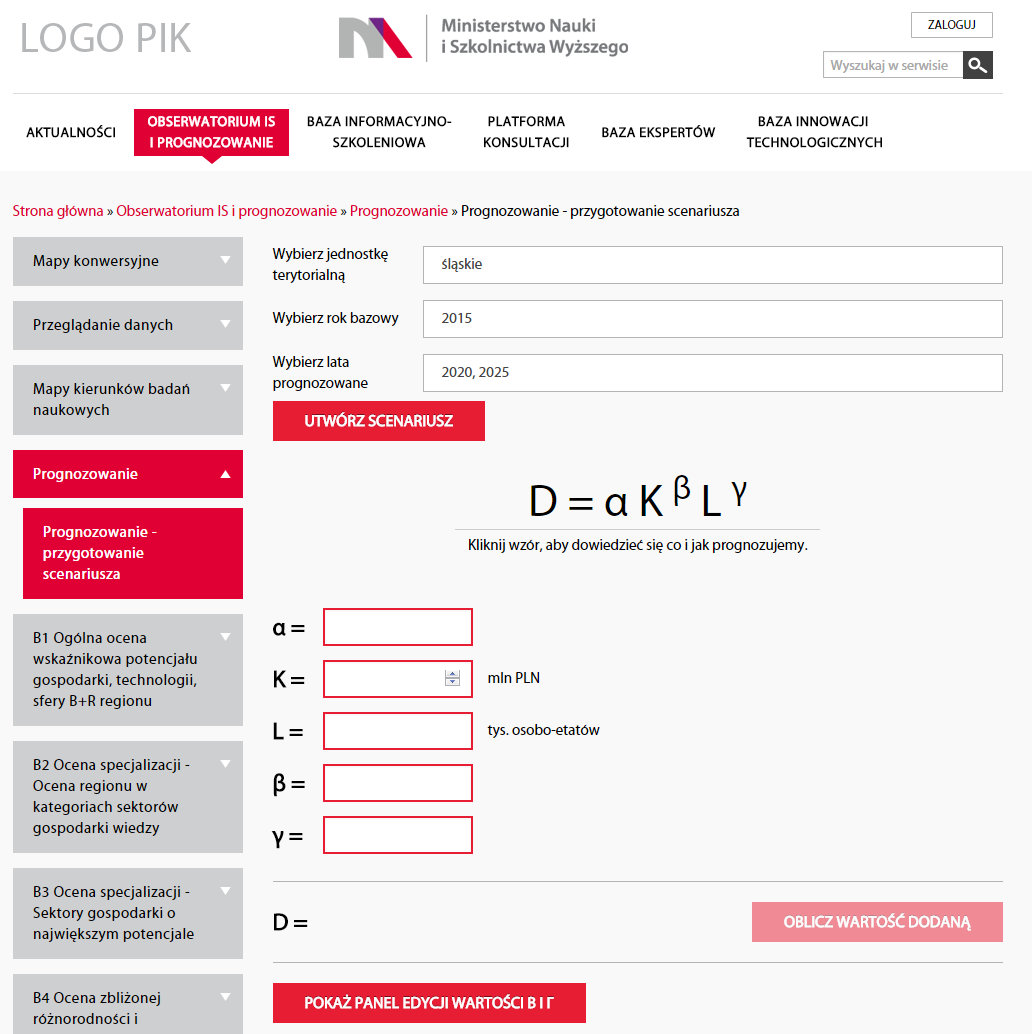 ma stanowić pomoc w podejmowaniu decyzji odnośnie kierunków inwestowania w B+R+I i innowacje, gdyż umożliwia oszacowanie zmiany potencjału rozwojowego regionu w określonym horyzoncie czasu.