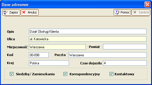 2. Zmiany w karcie adresy W oknach Klient, Kancelaria, Podmiot i organy zmieniona została obsługa na karcie adresy.