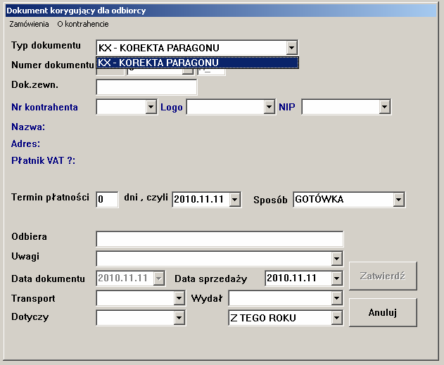 Quattro - przewodnik po podstawowych operacjach w programie 7 ZWROT TOWARU OD KLIENTA/KOREKTA 1. Wybrać opcję F3 sprzedaż 2.